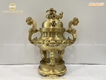 Đỉnh đồng hoa sòi thờ cúng cao 50cm