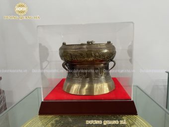 Trống đồng đường kính 25cm đồng vàng giả cổ