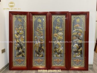 Bộ tranh tứ quý 1m2 đồng vàng dát vàng