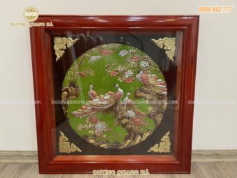 Tranh vuông Phú Thê Viên Mãn đồng vàng mạ tam khí