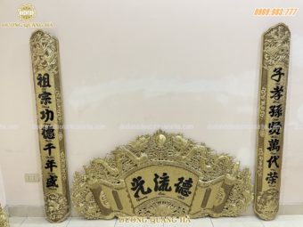 bộ cuốn thư câu đối kích thước 1m55 chất liệu đồng vàng