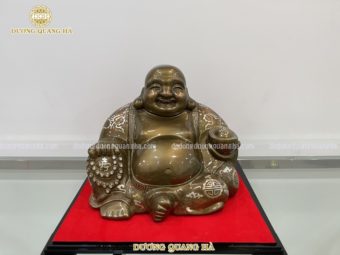 Tượng phật di lặc đồng đỏ khảm tam khí tinh tế sắc nét