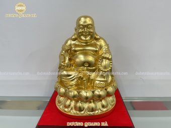 Tượng Phật Di Lặc ngồi đài sen dát vàng 9999