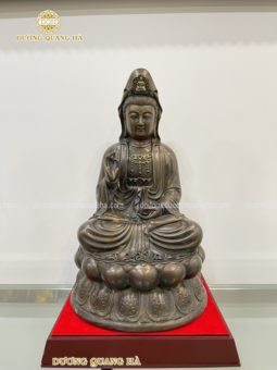 Tượng quan âm đồng vàng hun cao 47cm