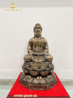 Tượng phật A Di Đà đế sen cao đồng vàng hun giả cổ