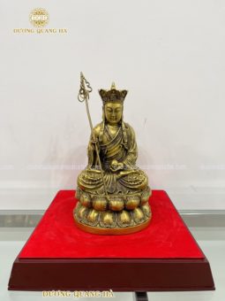 Tượng ngài Địa Tạng Vương Bồ Tát bằng đồng vàng cao 28cm