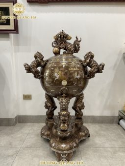 Đỉnh cầu thất lân 1m2 khảm ngũ sắc cao cấp