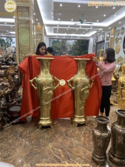 Đôi Lọ Sóc Nho Đồng Vàng Cattut Cao 1m27