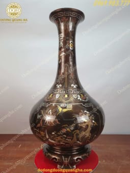 Lọ Củ Tỏi Cao 68cm Đồng Đỏ Khảm Ngũ Sắc