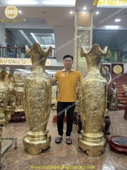 Đôi Lọ Lộc Bình Hoa Văn Tứ Quý Cao 2m