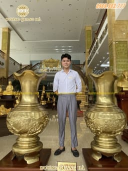 Đôi Lọ Lộc Bình Củ Tỏi Cao 1m2 Đồng Vàng Cattut