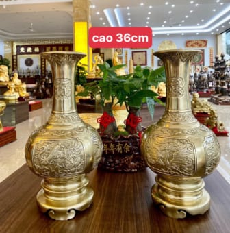 Đôi Lọ Củ Tỏi Cao 36cm Đồng Vàng Cattut