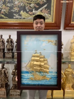 Tranh quà tặng thuận buồm xuôi gió mạ vàng 24k