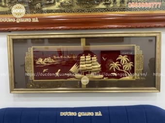 Tranh thuyền thuận buồm xuôi gió mạ vàng 24 k cao cấp