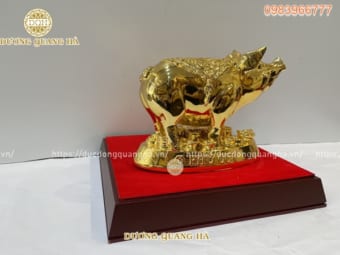 Tượng phong thủy lơn phú quý bằng đồng mạ vàng