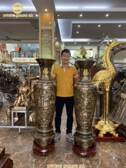 Đôi Lọ Lộc Bình Cao 1m3 Khảm Tam Khí