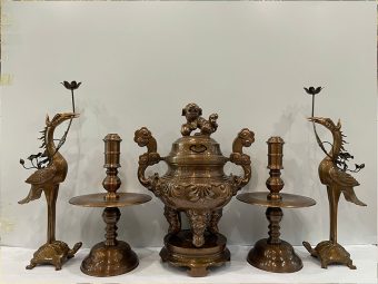 Bộ ngũ sự 60cm đồng đỏ giả cổ