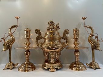 Bộ ngũ sự 70cm đồng đỏ đánh bóng sòi